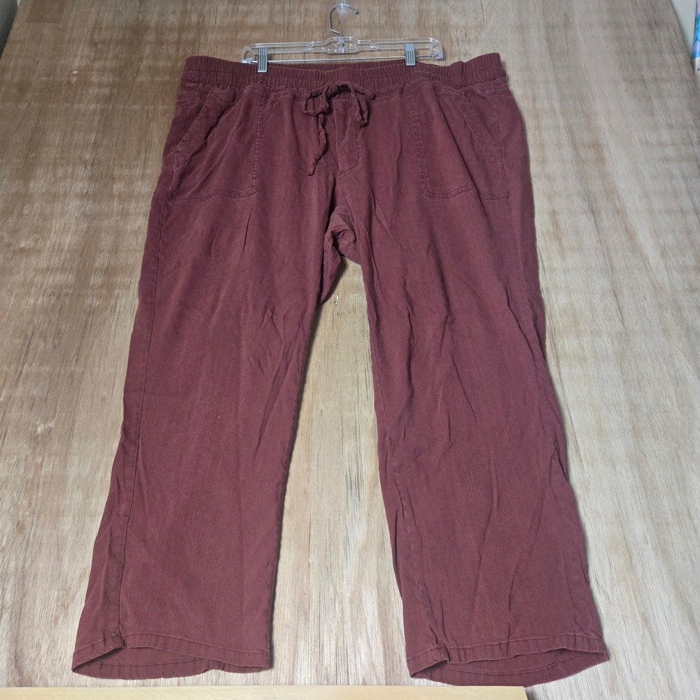 KUT from the Kloth Women's 1X Mauve Purple Linen Blend Drawstring Crop Pants